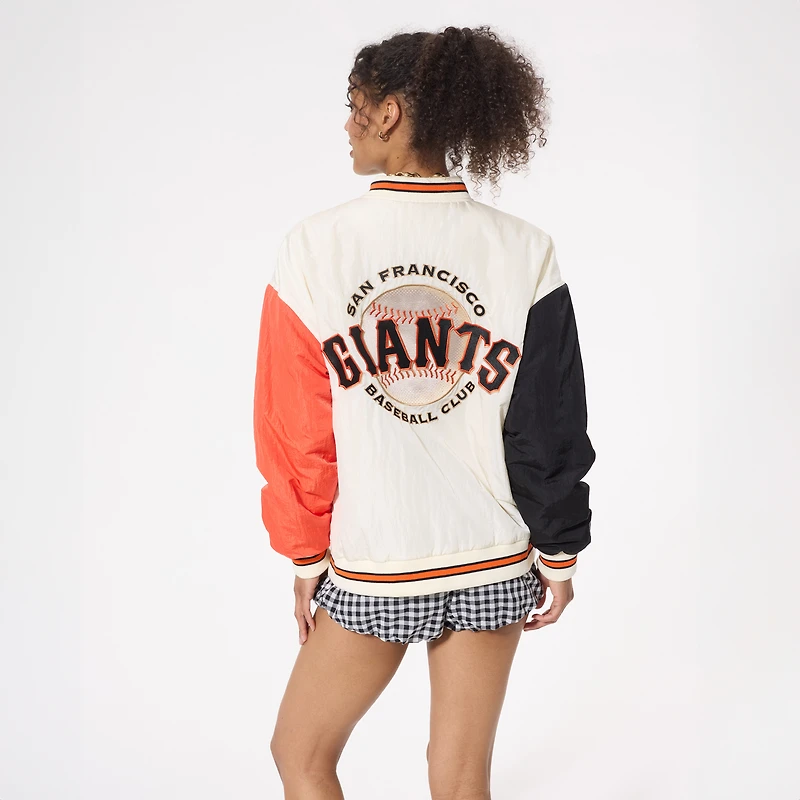 Women's Terez Cream San Francisco Giants Colorblock Bomber Full-Zip Jacket