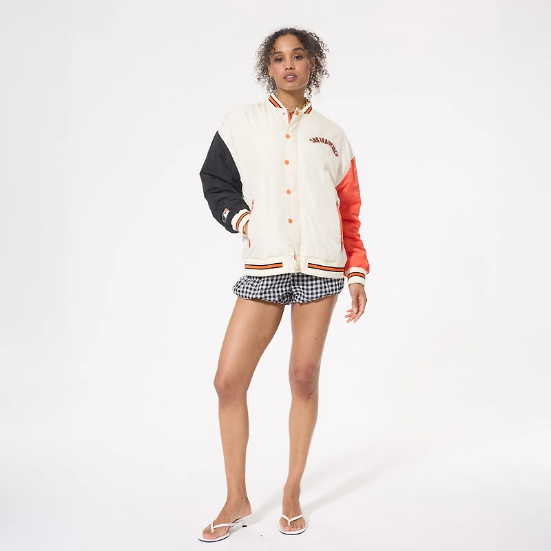 Women's Terez Cream San Francisco Giants Colorblock Bomber Full-Zip Jacket