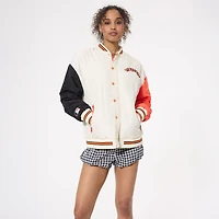 Veste bomber zippée Terez crème pour femme, motif colorblock des Giants de San Francisco