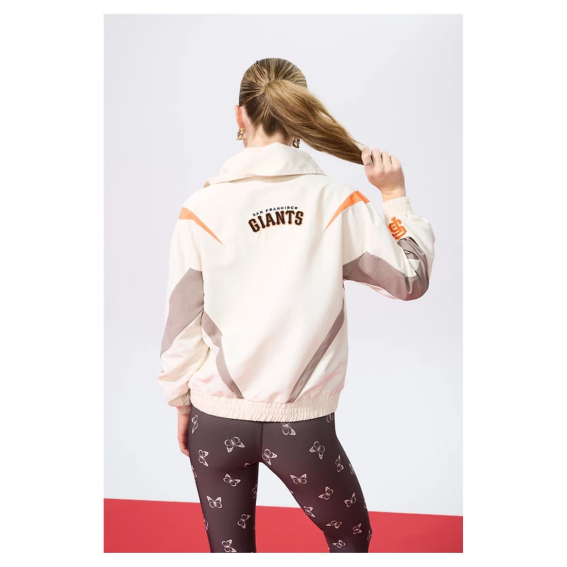 Women's Terez  Cream San Francisco Giants Ripstop Chevron Quarter-Zip Pullover