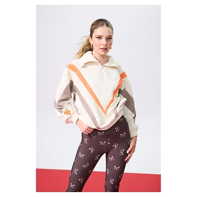 Pull Terez crème à motif chevrons Ripstop des Giants de San Francisco pour femme, avec fermeture éclair quart tour