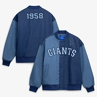 Women's Terez  Denim San Francisco Giants Blocked Full-Zip Bomber Jacket
