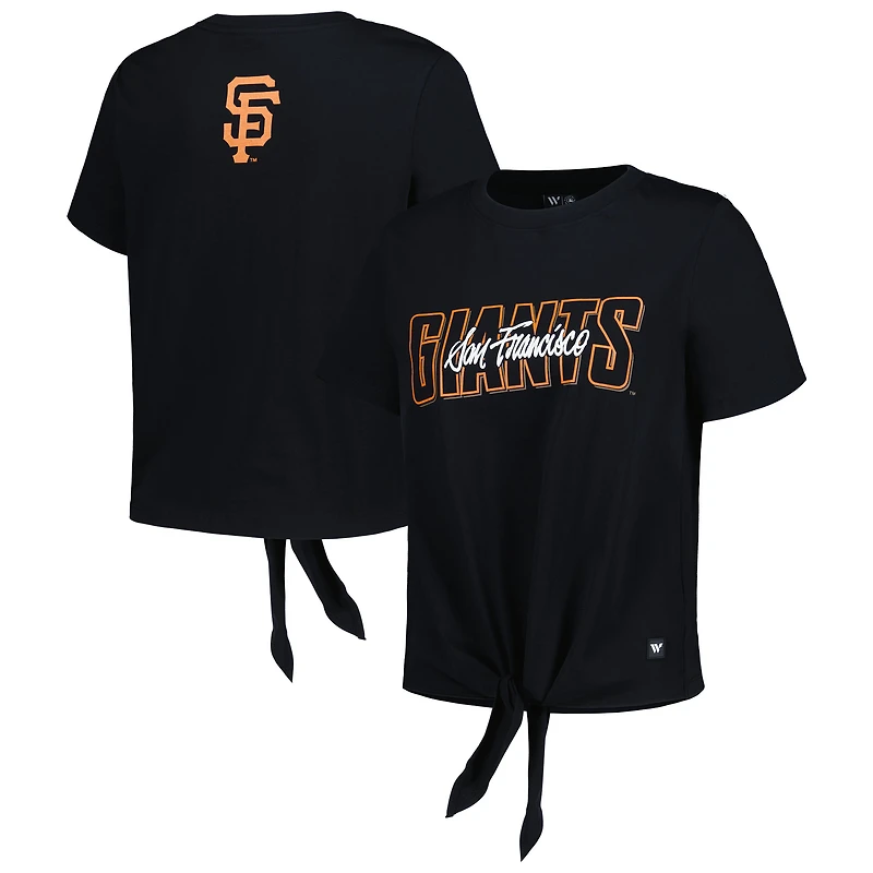 T-shirt noir torsadé sur le devant des Giants de San Francisco The Wild Collective pour femmes