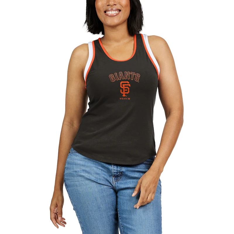WEAR by Erin Andrews Débardeur noir à dos nageur color block des Giants de San Francisco pour femmes