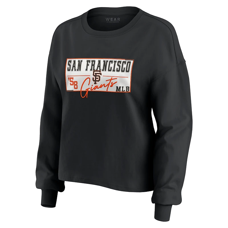 Ensemble de détente pour femme WEAR by Erin Andrews, t-shirt court à manches longues et short en jersey rugby épais noir des San Francisco Giants