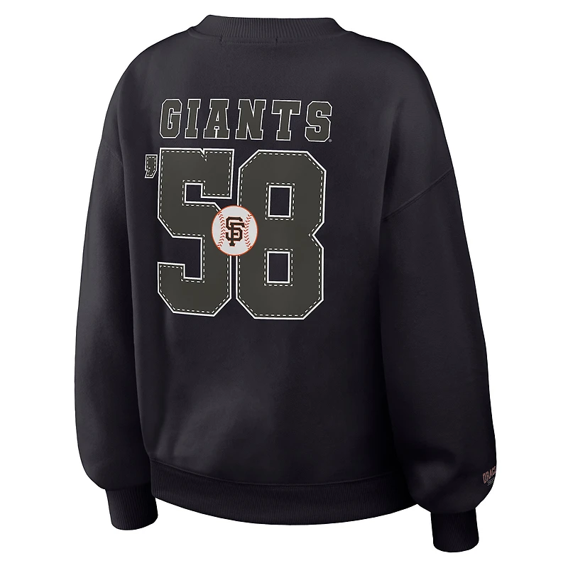 Women's WEAR by Erin Andrews Black San Francisco Giants Heavyweight Crew Neck Sweatshirt