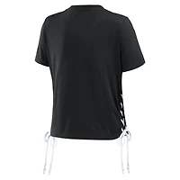 WEAR by Erin Andrews T-shirt court noir à lacets sur le côté des Giants de San Francisco pour femmes
