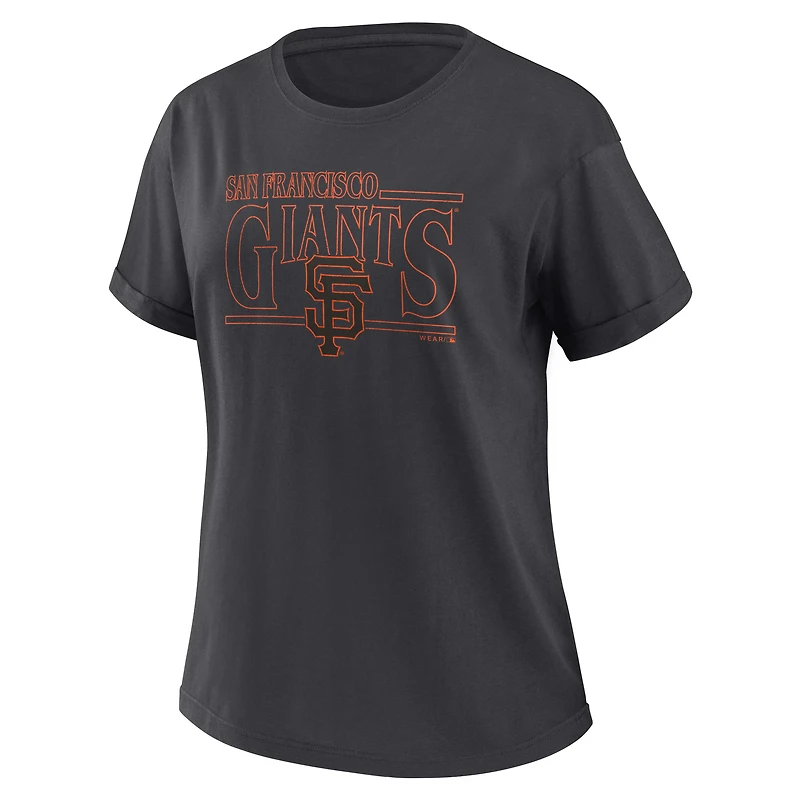 Women's WEAR by Erin Andrews Charcoal San Francisco Giants Oversized Boyfriend T-Shirt