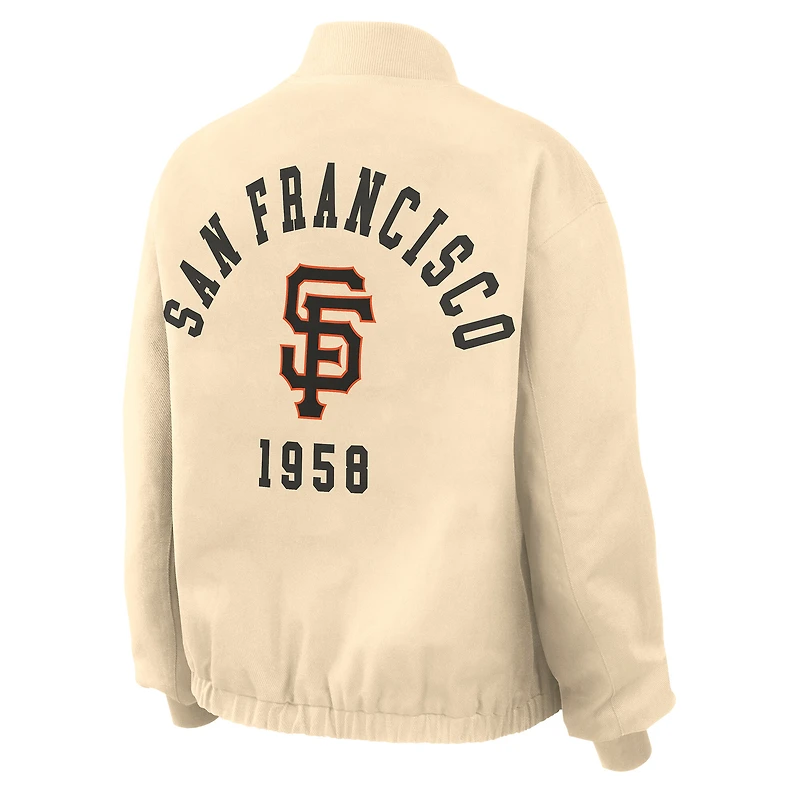 Veste bomber zippée crème des Giants de San Francisco la marque WEAR by Erin Andrews pour femmes