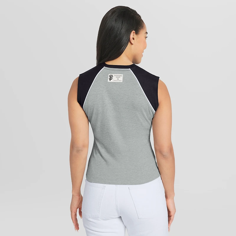 Women's WEAR by Erin Andrews Heather Gray San Francisco Giants Cropped Raglan Tank Top
