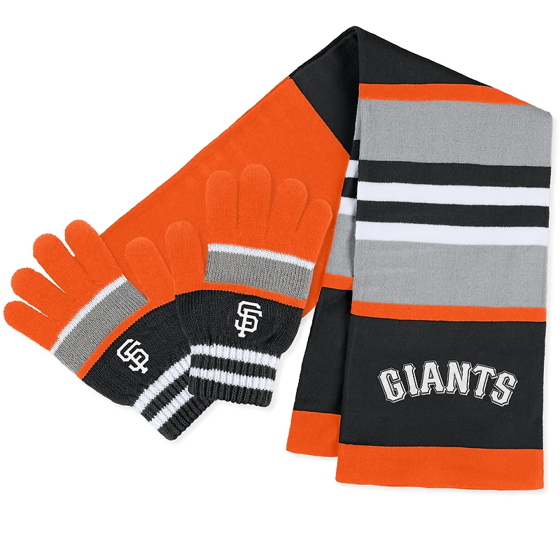 Ensemble gants et écharpe rayés des Giants de San Francisco de la marque WEAR by Erin Andrews pour femmes