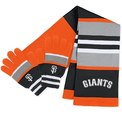 Ensemble gants et écharpe rayés des Giants de San Francisco de la marque WEAR by Erin Andrews pour femmes