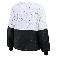 Women's WEAR by Erin Andrews White/Black San Francisco Giants Color Block Script Pullover Sweater