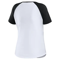WEAR by Erin Andrews T-shirt ajusté Henley Raglan blanc/noir des Giants de San Francisco pour femmes