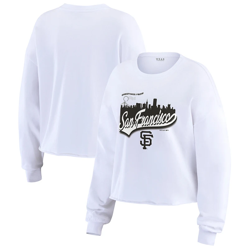 T-shirt à manches longues pour femme WEAR by Erin Andrews, motif carte postale nationale blanche des Giants de San Francisco