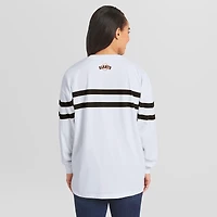 Women's WEAR by Erin Andrews  White San Francisco Giants Oversized Long Sleeve Striped T-Shirt