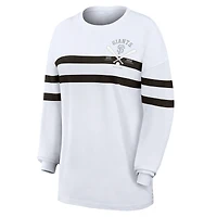 T-shirt rayé oversize à manches longues WEAR by Erin Andrews blanc des Giants de San Francisco pour femmes