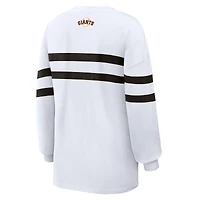 T-shirt rayé oversize à manches longues WEAR by Erin Andrews blanc des Giants de San Francisco pour femmes