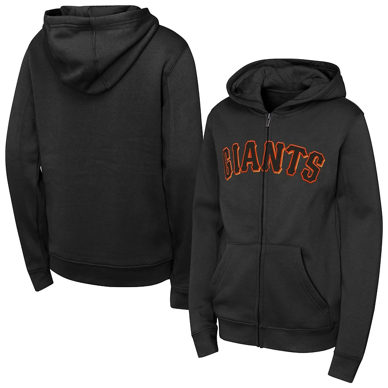 Youth Black San Francisco Giants Wordmark Full-Zip Fleece Hoodie