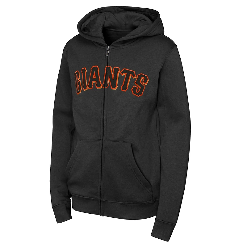 Youth Black San Francisco Giants Wordmark Full-Zip Fleece Hoodie