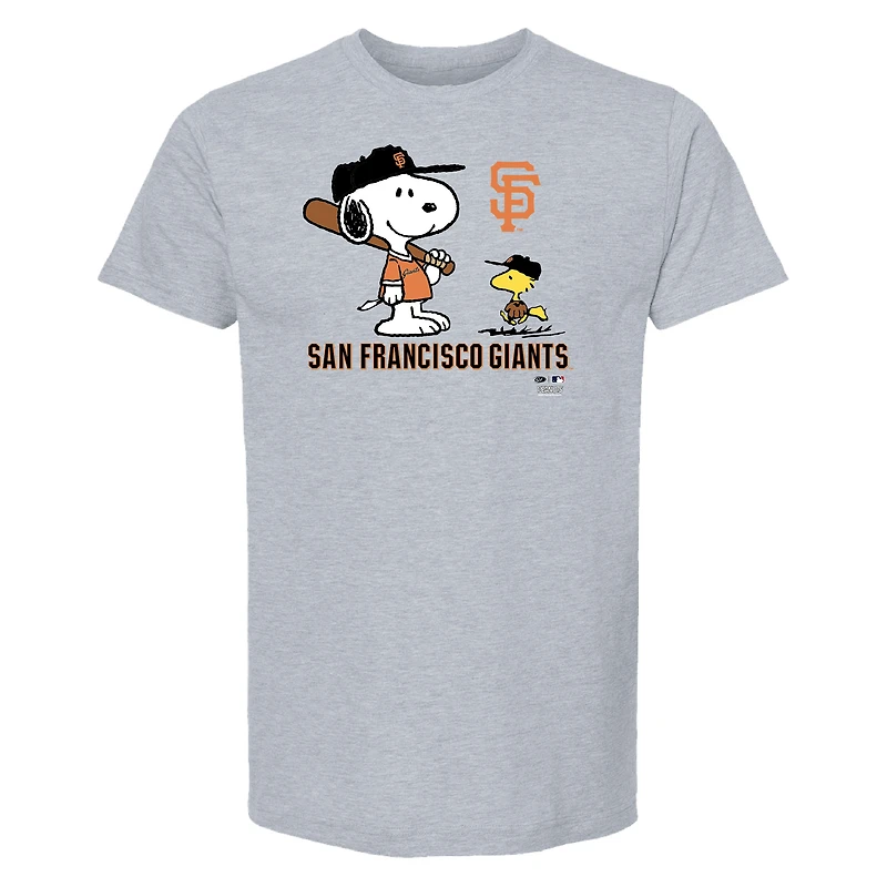 T-shirt Snoopy Peanuts des Giants de San Francisco pour enfants, gris chiné