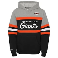 Youth Mitchell & Ness Heather Gray/Black San Francisco Giants Cooperstown Collection Head Coach Pullover Hoodie