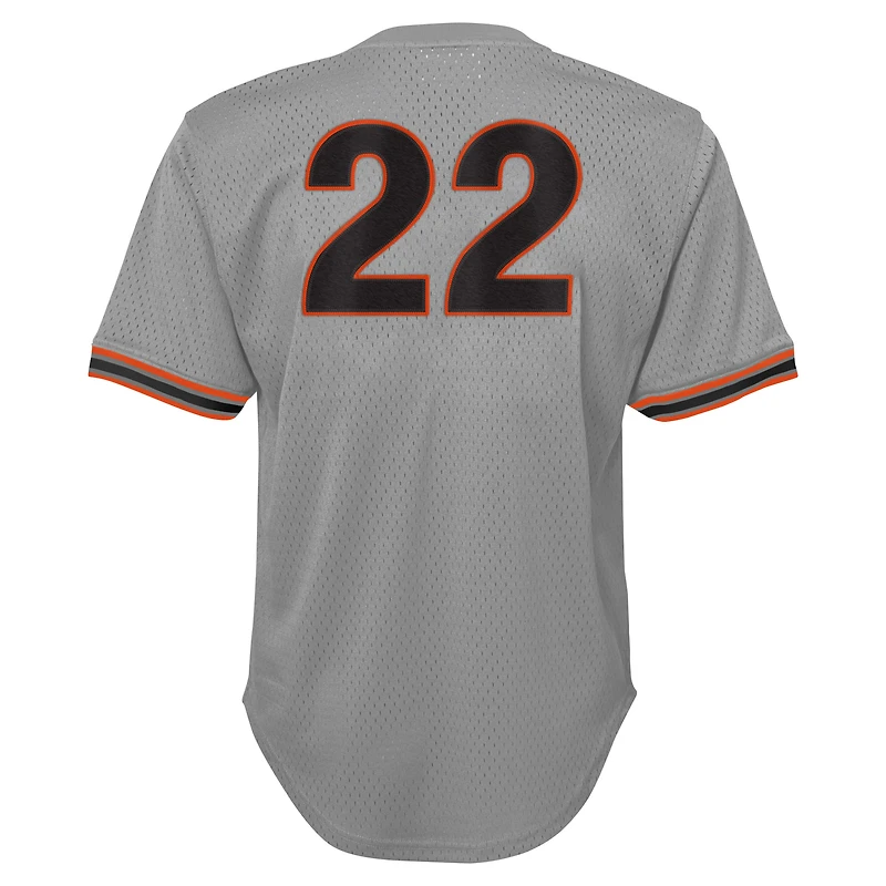 Maillot d'entraînement au bâton en maille pour jeunes Mitchell & Ness Will Clark Grey San Francisco Giants Cooperstown Collection