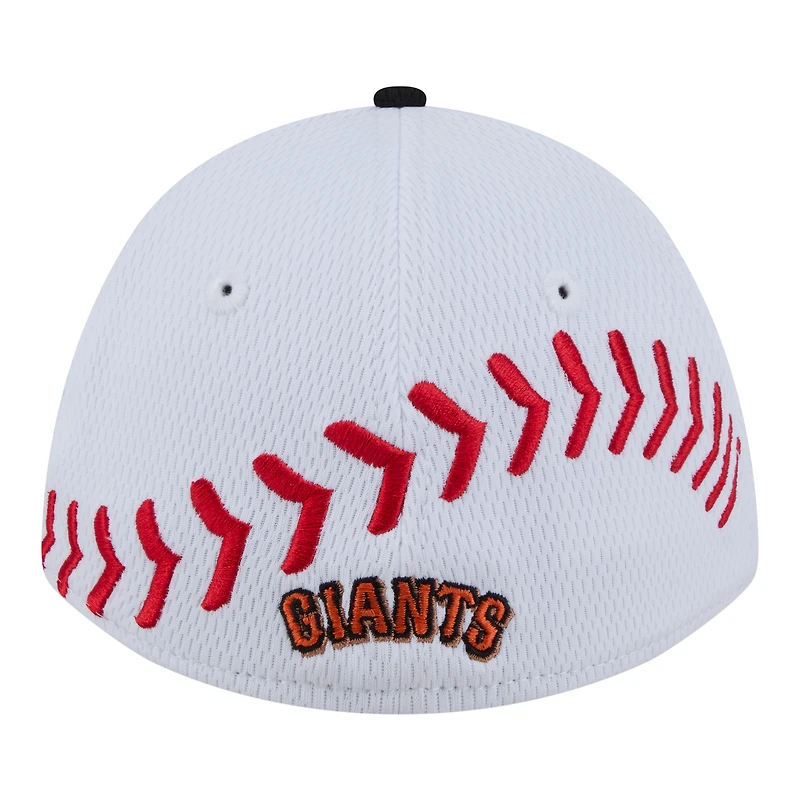Youth New Era  White/Black San Francisco Giants Baseball 39THIRTY M-Crown Flex Hat