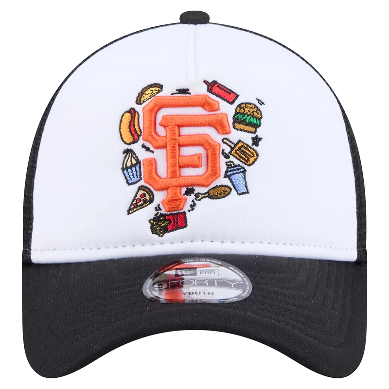 Youth New Era White/Black San Francisco Giants Food A-Frame 9FORTY Trucker Adjustable Hat