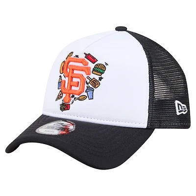 Youth New Era White/Black San Francisco Giants Food A-Frame 9FORTY Trucker Adjustable Hat