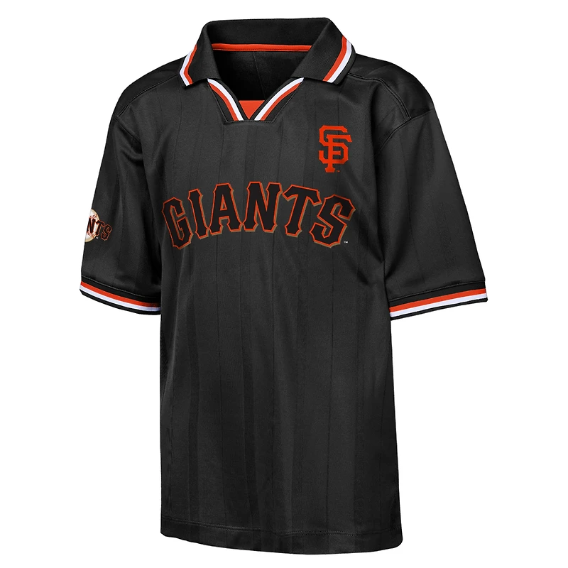 Youth Outerstuff Black San Francisco Giants Y2 Tech Stadium Fashion Collar T-Shirt
