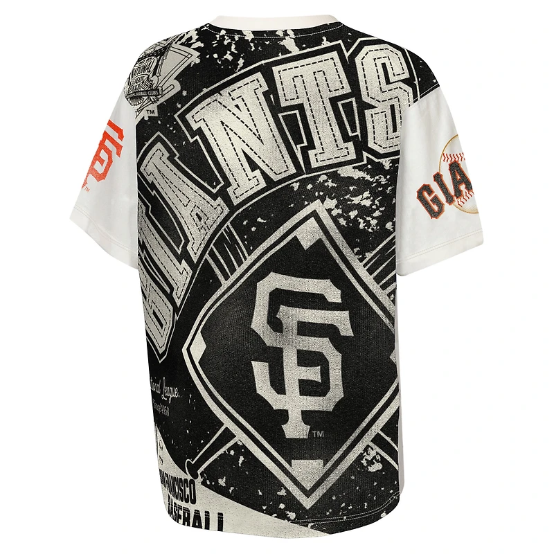 T-shirt imprimé intégral audacieux des meilleurs joueurs Giants de San Francisco, couleur crème, pour jeunes la ligue majeure.