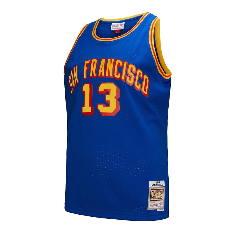 Men's Mitchell & Ness Wilt Chamberlain Royal San Francisco Warriors Hardwood Classics 1963/64 Swingman Jersey