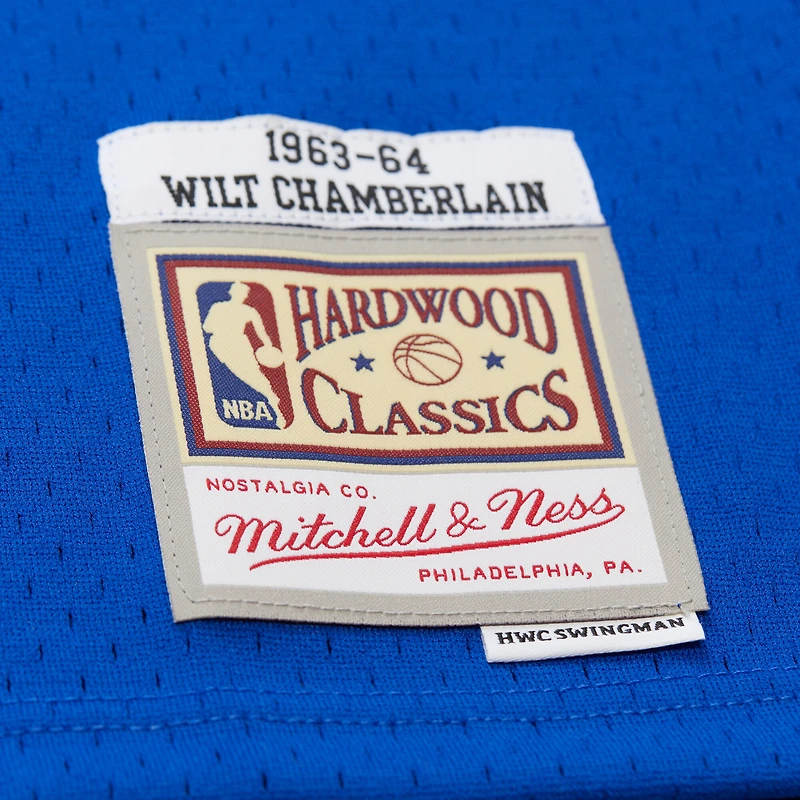 Men's Mitchell & Ness Wilt Chamberlain Royal San Francisco Warriors Hardwood Classics 1963/64 Swingman Jersey