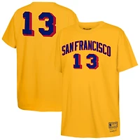 Youth Mitchell & Ness Wilt Chamberlain Gold San Francisco Warriors Hardwood Classics Name Number T-Shirt