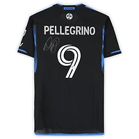 Maillot adidas bleu/noir dédicacé Amahl Pellegrino des San Jose Earthquakes, numéro 9, utilisé lors du match, saison 2024 de la MLS - Taille M