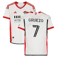 Maillot adidas blanc dédicacé Carlos Gruezo des San Jose Earthquakes, numéro 7, utilisé lors du match de la saison 2024 de la MLS - Taille S