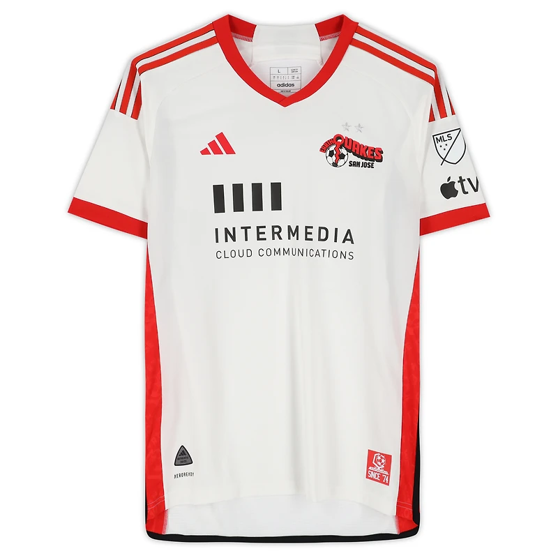 Maillot adidas blanc dédicacé Daniel Munie des San Jose Earthquakes, numéro 24, utilisé lors du match, saison 2024 de la MLS - Taille L
