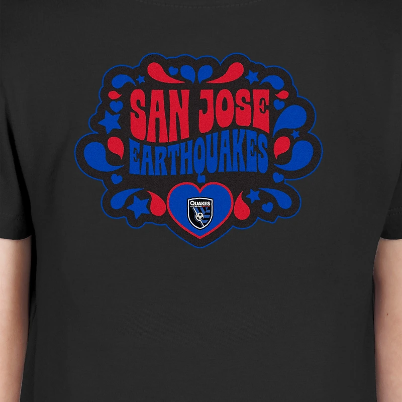 T-shirt noir à motif cœur et bulle San Jose Earthquakes de New Era pour jeunes filles
