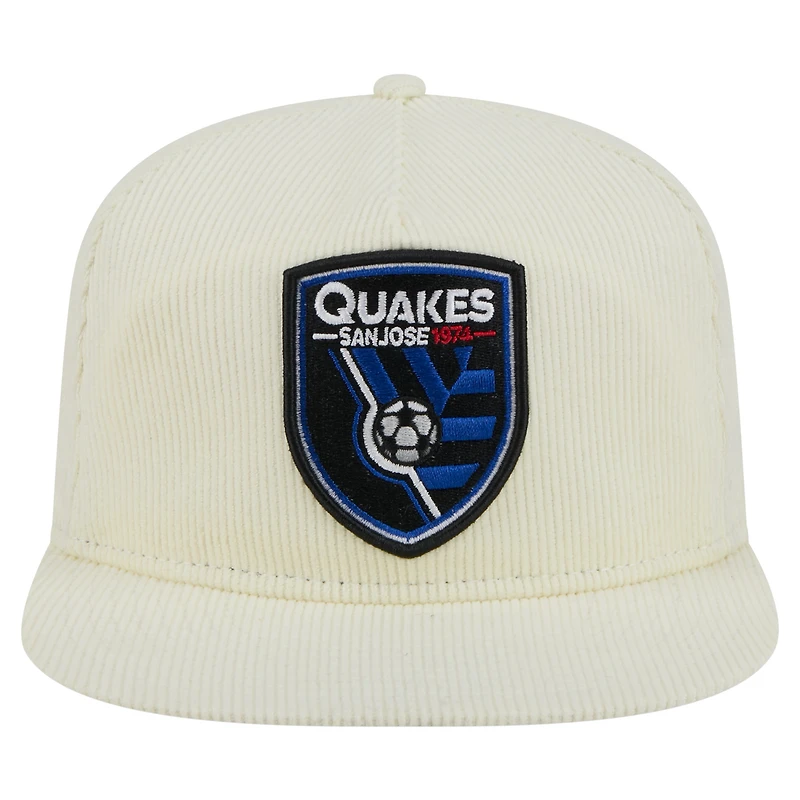 Casquette de golf Snapback Kickoff 2025 de San Jose Earthquakes de New Era pour homme, couleur crème