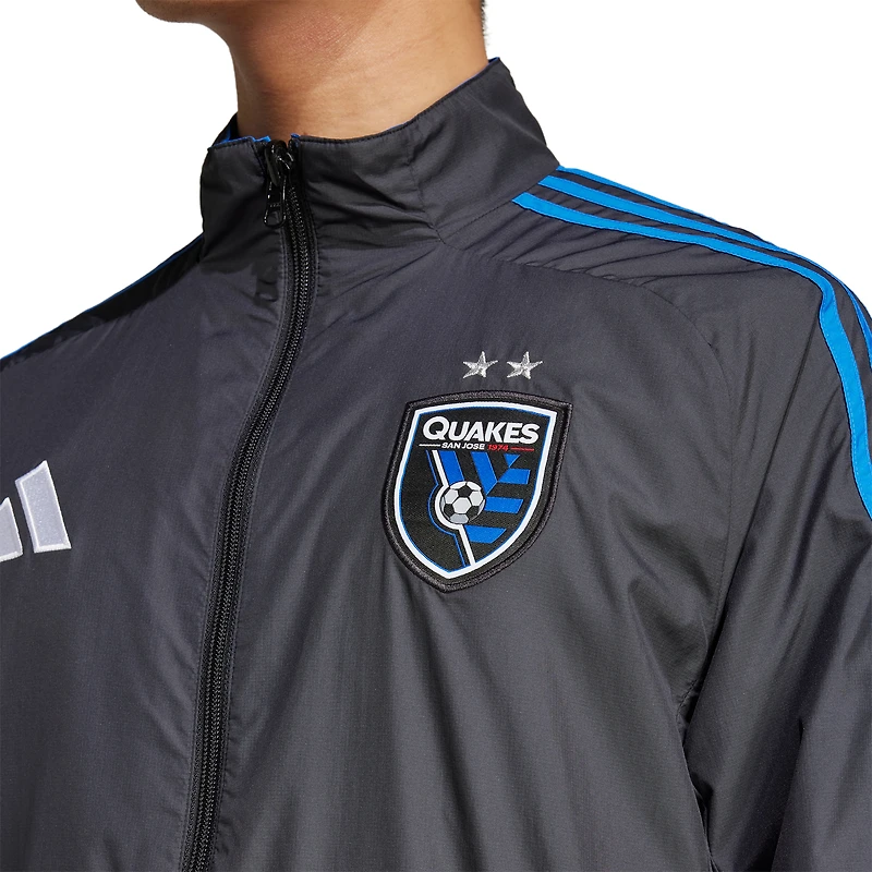 Men's adidas Black/Blue San Jose Earthquakes 2025 Anthem Reversible Full-Zip Jacket