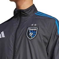 Men's adidas Black/Blue San Jose Earthquakes 2025 Anthem Reversible Full-Zip Jacket