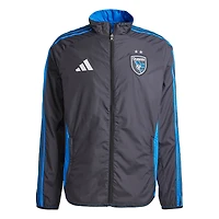 Veste réversible entièrement zippée adidas Anthem 2025 San Jose Earthquakes pour homme, noir/bleu