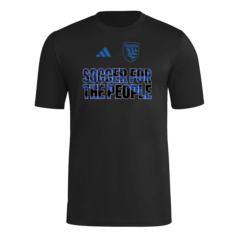 Men's adidas Black San Jose Earthquakes 2025 Jersey Hook AEROREADY T-Shirt