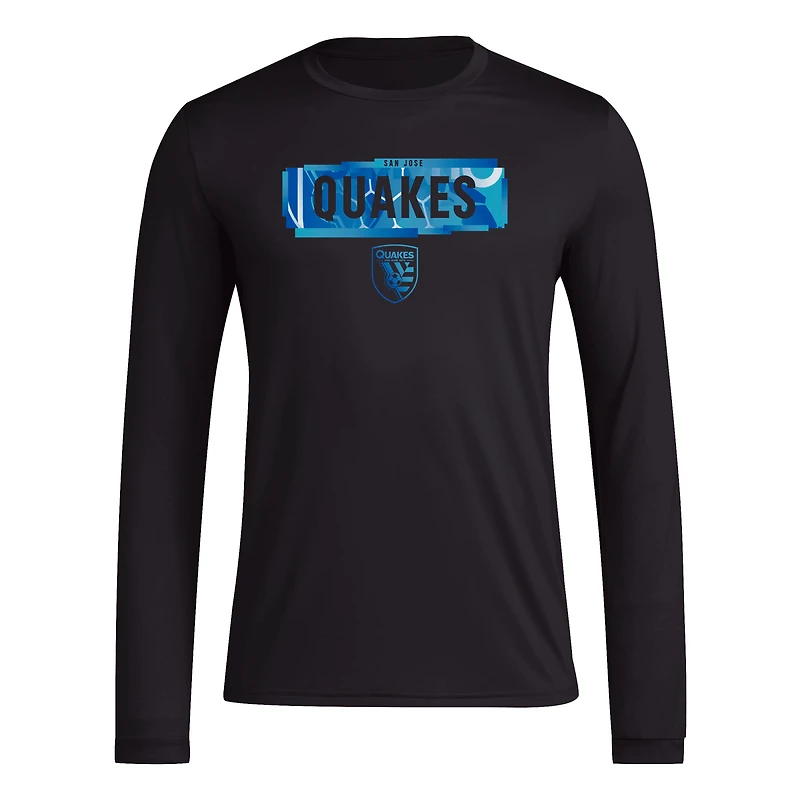 T-shirt à manches longues adidas San Jose Earthquakes Local Pop AEROREADY pour hommes, noir