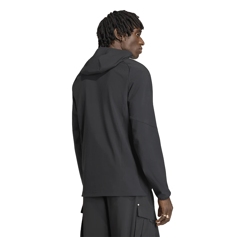 Coupe-vent à capuche zippé adidas San Jose Earthquakes Tiro Travel pour homme, noir