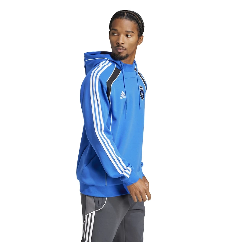 Sweat à capuche adidas bleu San Jose Earthquakes 2025 Travel pour homme