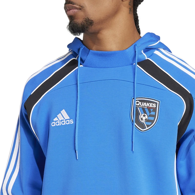 Sweat à capuche adidas bleu San Jose Earthquakes 2025 Travel pour homme
