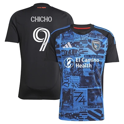 Maillot réplique de joueur tête d'affiche des San Jose Earthquakes 2025 noir adidas Cristian Arango pour homme