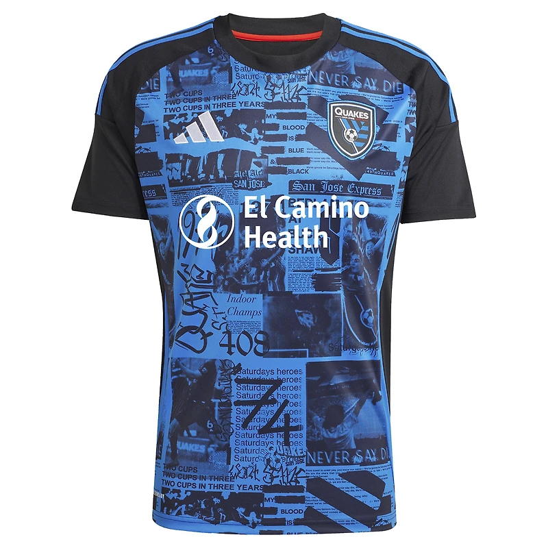 Maillot réplique de joueur tête d'affiche des San Jose Earthquakes 2025 noir pour homme adidas Cristian Espinoza